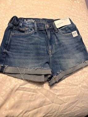 Arizona Jean Company Medium Blue High-Rise Rolled Hem Denim Shorts